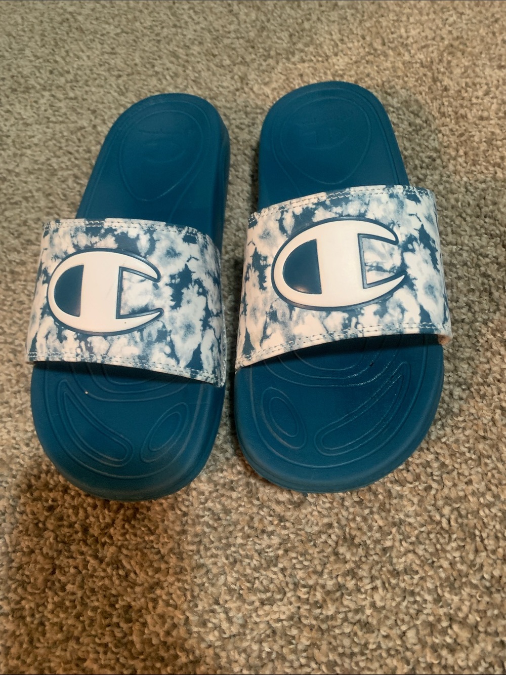 Champion Kids Blue Tie-Dye Strap Slide Sandals